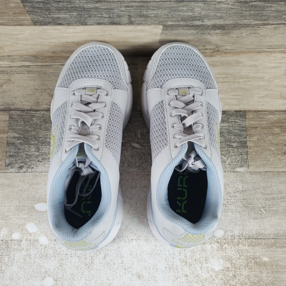 Kuru Quantum 2.0 Womens Shoes Sz 7 M Running Dove Gray Pale Lime Lace Up Sneaker